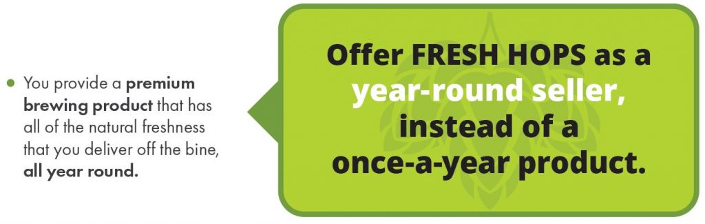 Offer Fresh Hops as a year round seller