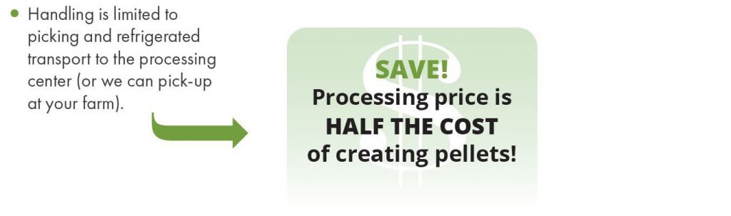 Save! Processing price is half the cost of creating pellets
